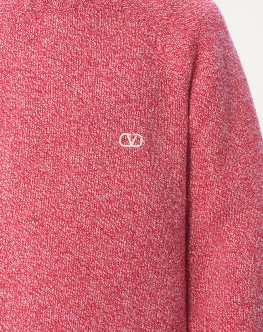 Valentino Handbags Maglione Girocollo In Lana Con Ricamo Vlogo Per Uomo In Rosso | Valentino IT