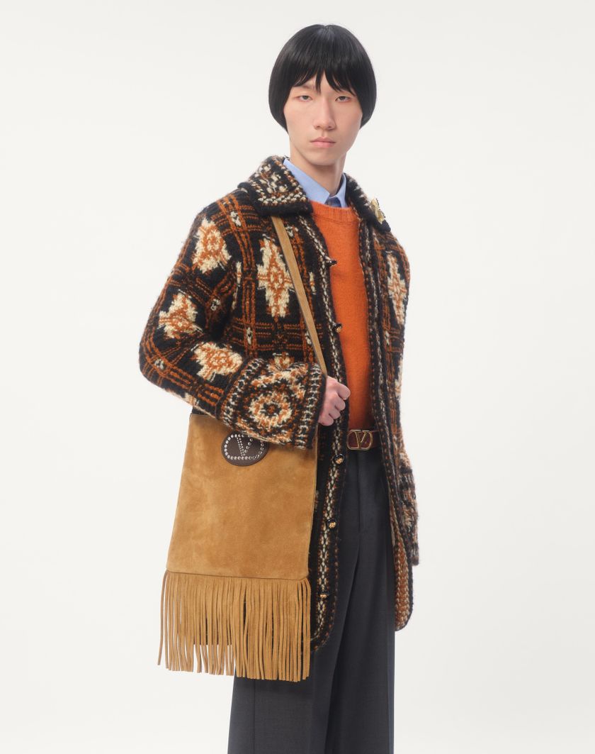 Valentino Handbags Maglione Girocollo In Lana Shetland Con Ricamo Vlogo Per Uomo In Burro | Valentino IT