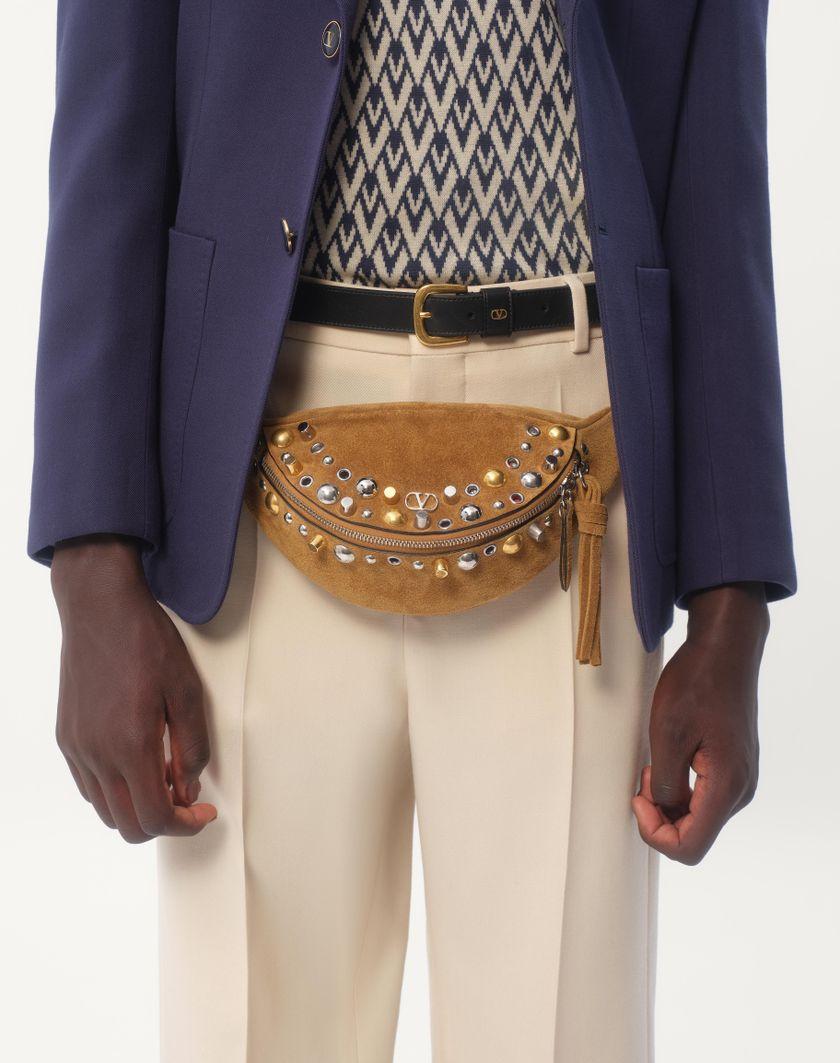 Valentino Handbags Maglione In Lana Con Motivo Jacquard Toute La V Per Uomo In Navy/crema | Valentino IT