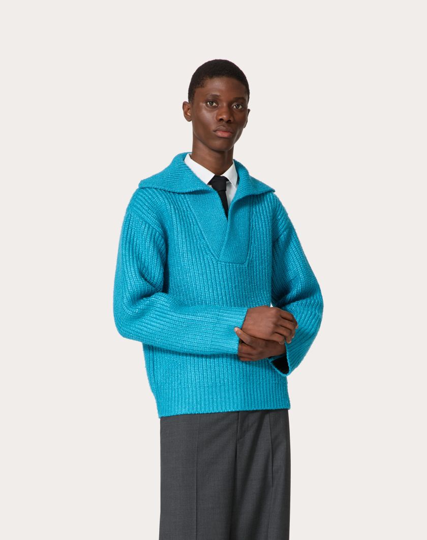 Valentino Handbags Maglione In Seta Per Uomo In Sky Blue | Valentino IT