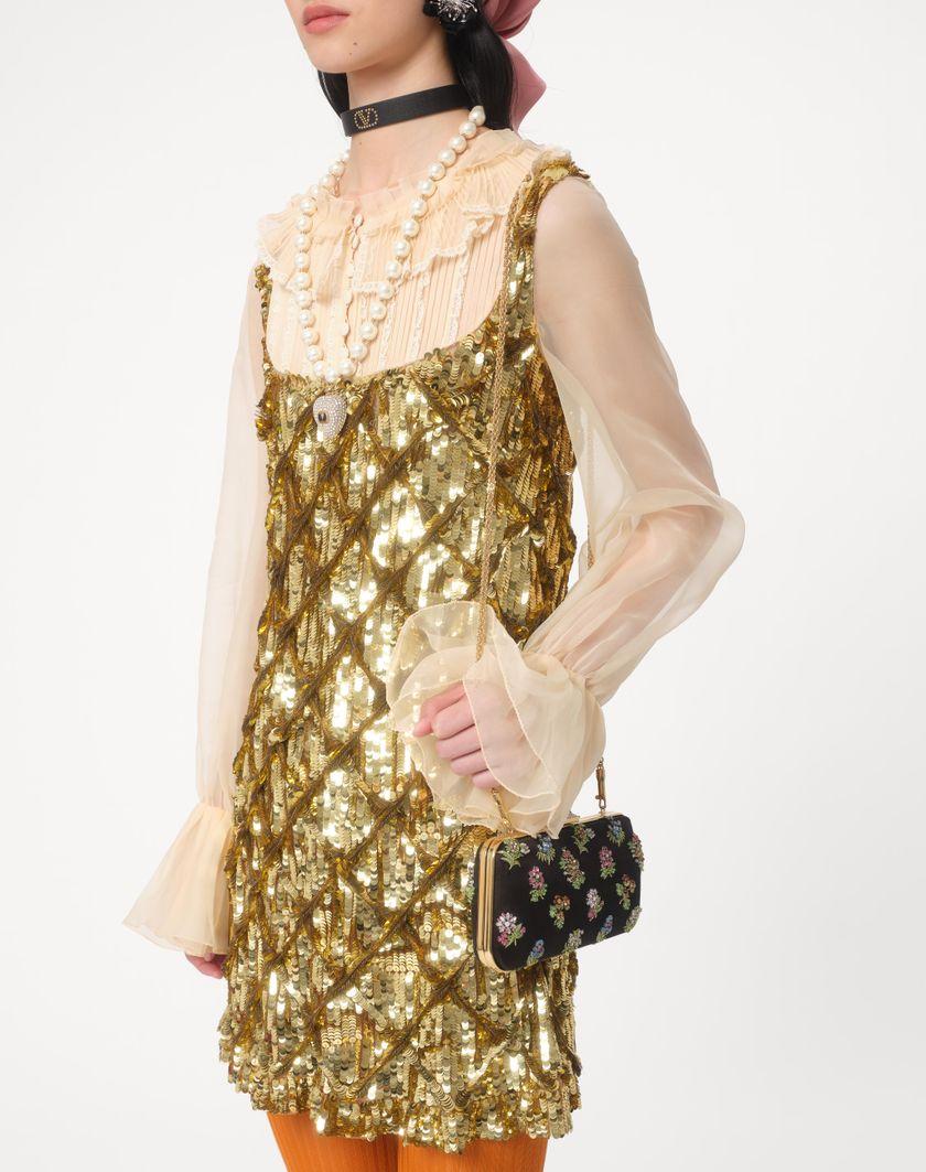 Valentino Handbags Minaudiere Carry Secrets Raso Con Ricamo Floreale Per Donna In Beige | Valentino IT