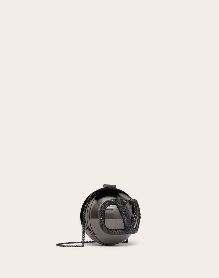 Valentino Handbags Minaudière Vlogo Signature In Metallo E Strass Per Donna In Nero | Valentino IT