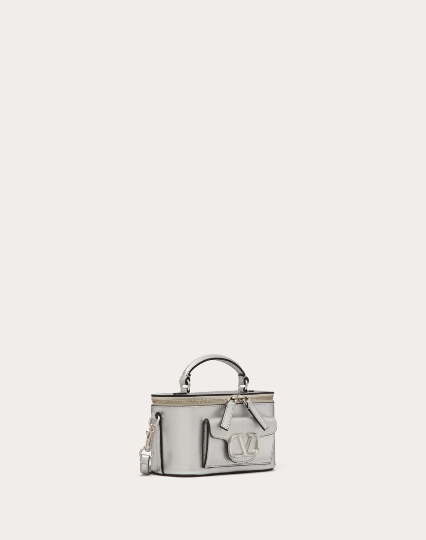 Valentino Handbags Mini Borsa A Mano Locò In Vitello Metallizzato Per Donna In Argento | Valentino IT