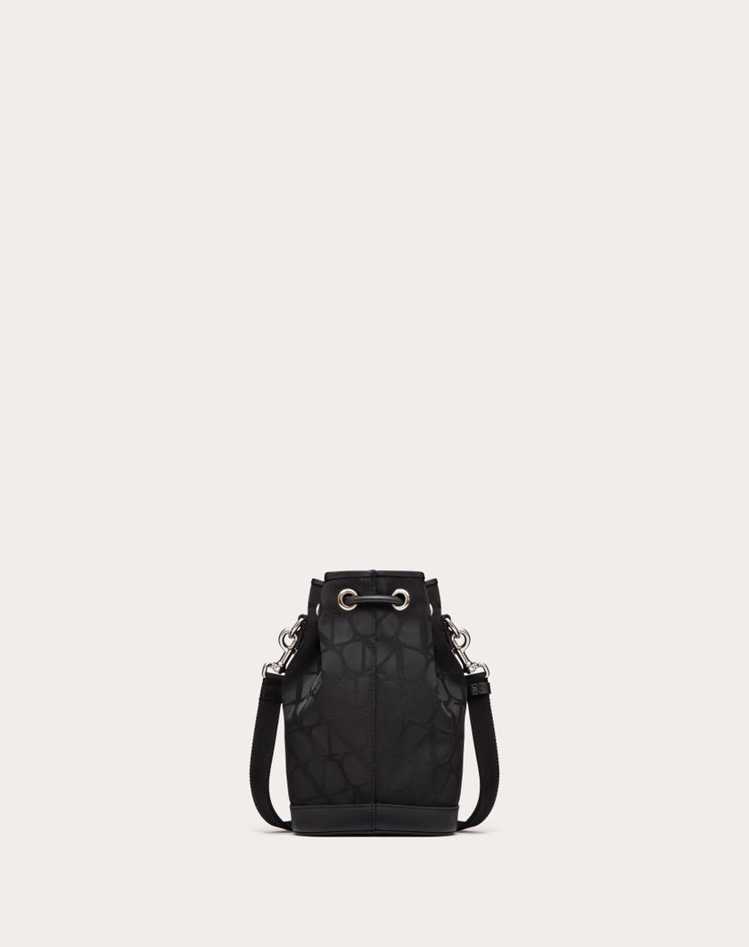 Valentino Handbags Mini Borsa A Secchiello Black Iconographe In Nylon Per Uomo In Nero | Valentino IT