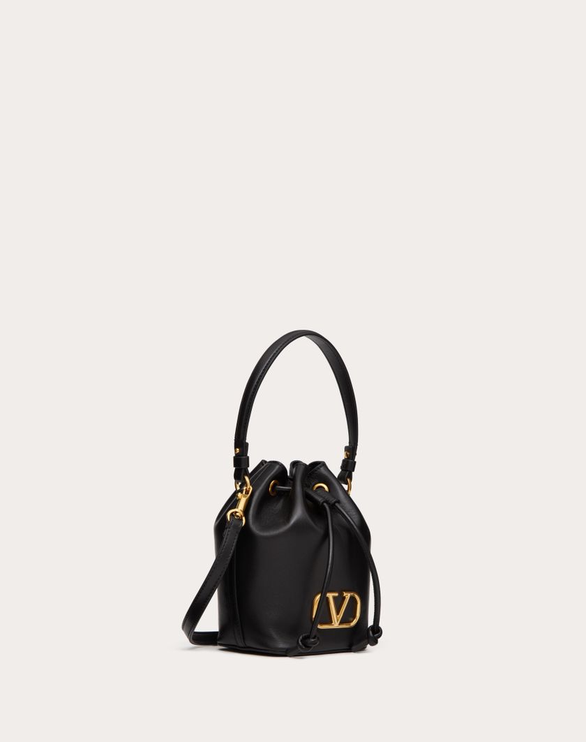 Valentino Handbags Mini Borsa A Secchiello Vlogo Signature In Nappa Per Donna In Nero | Valentino IT