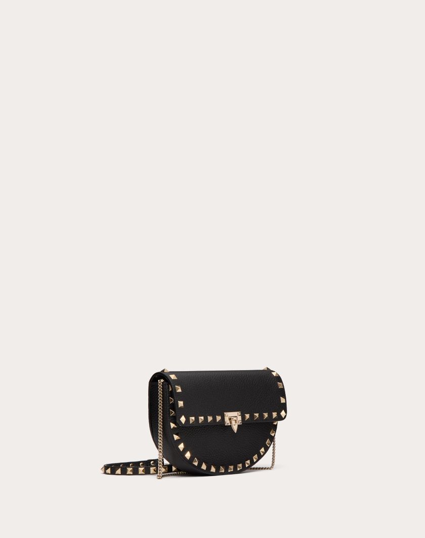 Valentino Handbags Mini Borsa A Tracolla Rockstud In Vitello Granato Per Donna In Nero | Valentino IT