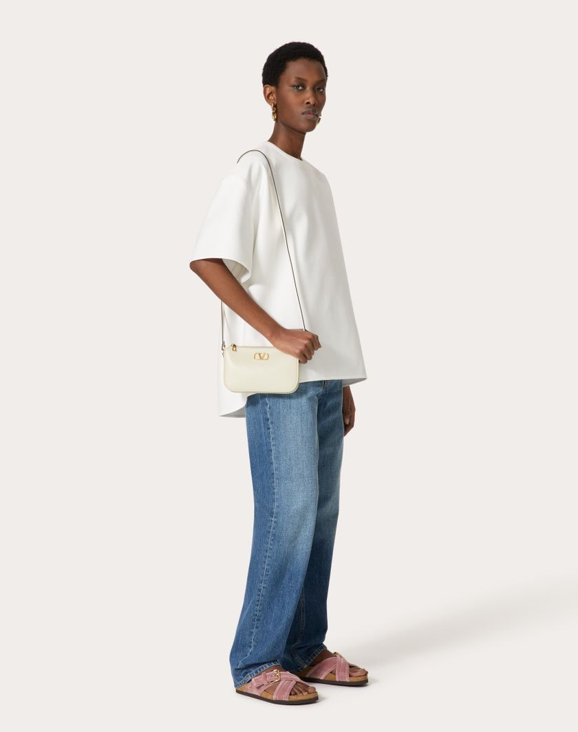 Valentino Handbags Mini Borsa Con Tracolla Vlogo Signature In Vitello Per Donna In Avorio | Valentino IT