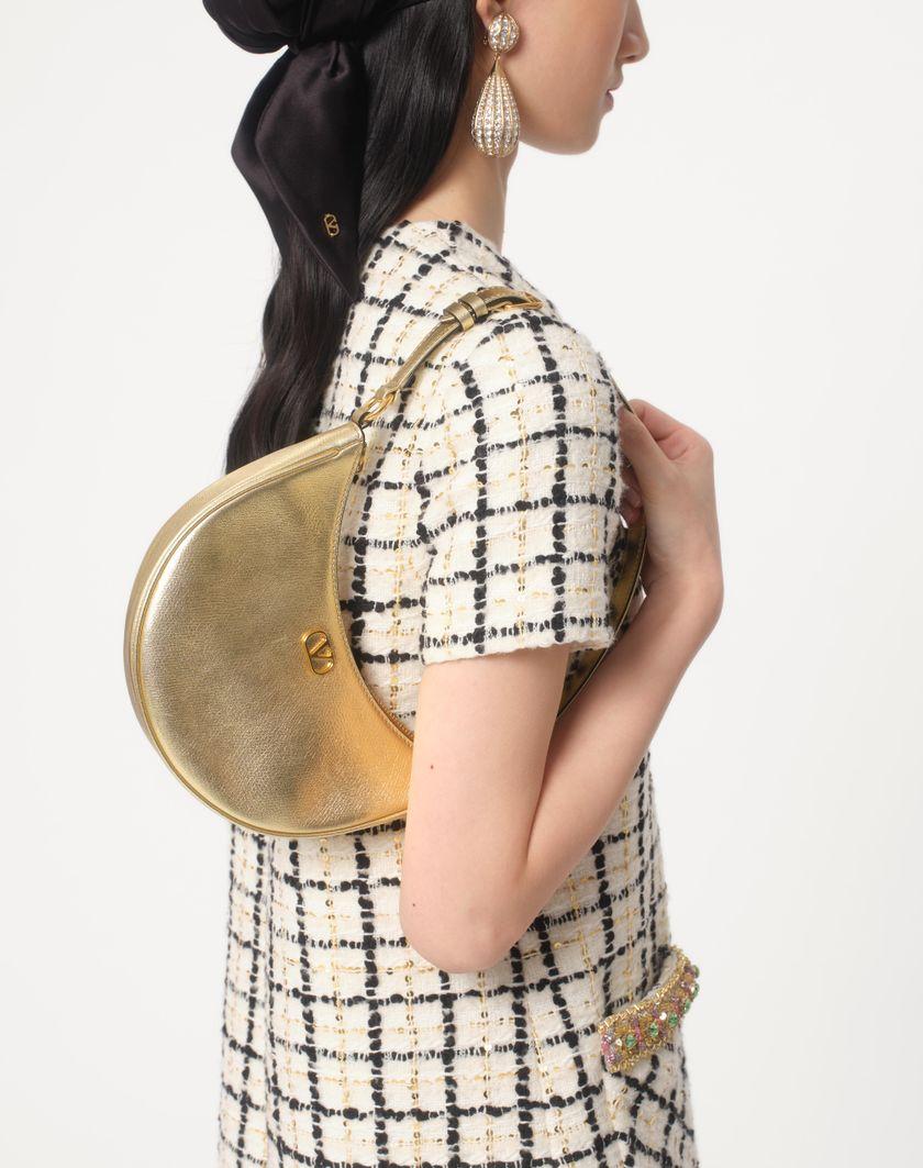 Valentino Handbags Mini Borsa Hobo Vlogo Signature In Vitello Granato Laminato Per Donna In Antique Brass | Valentino IT