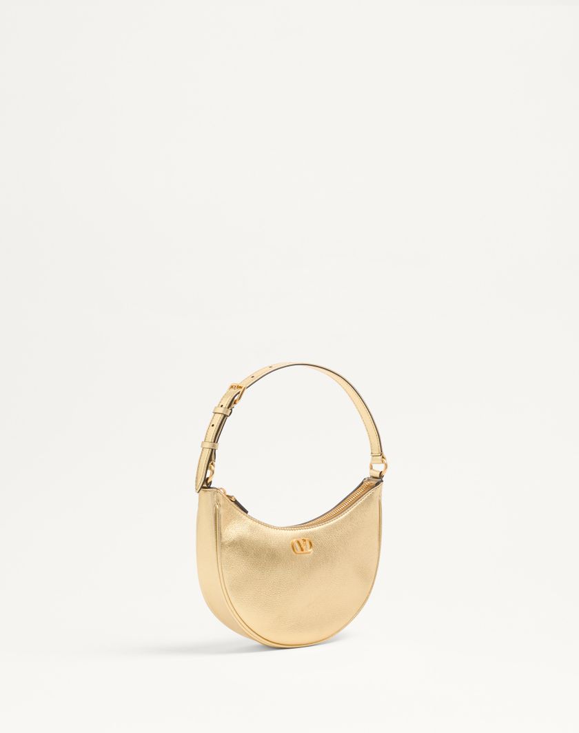 Valentino Handbags Mini Borsa Hobo Vlogo Signature In Vitello Granato Laminato Per Donna In Antique Brass | Valentino IT