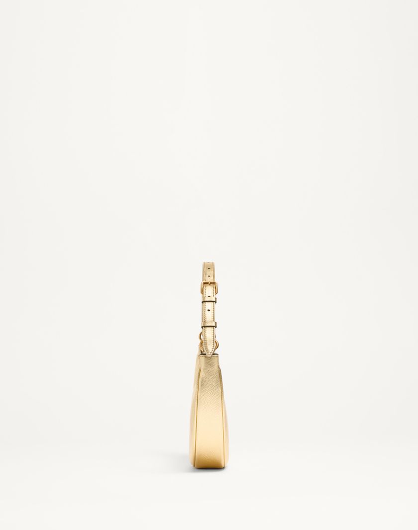 Valentino Handbags Mini Borsa Hobo Vlogo Signature In Vitello Granato Laminato Per Donna In Antique Brass | Valentino IT