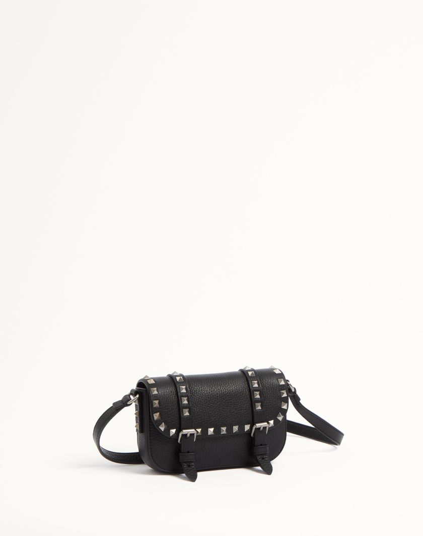 Valentino Handbags Mini Borsa Rockstud In Vitello Granato Per Uomo In Nero | Valentino IT