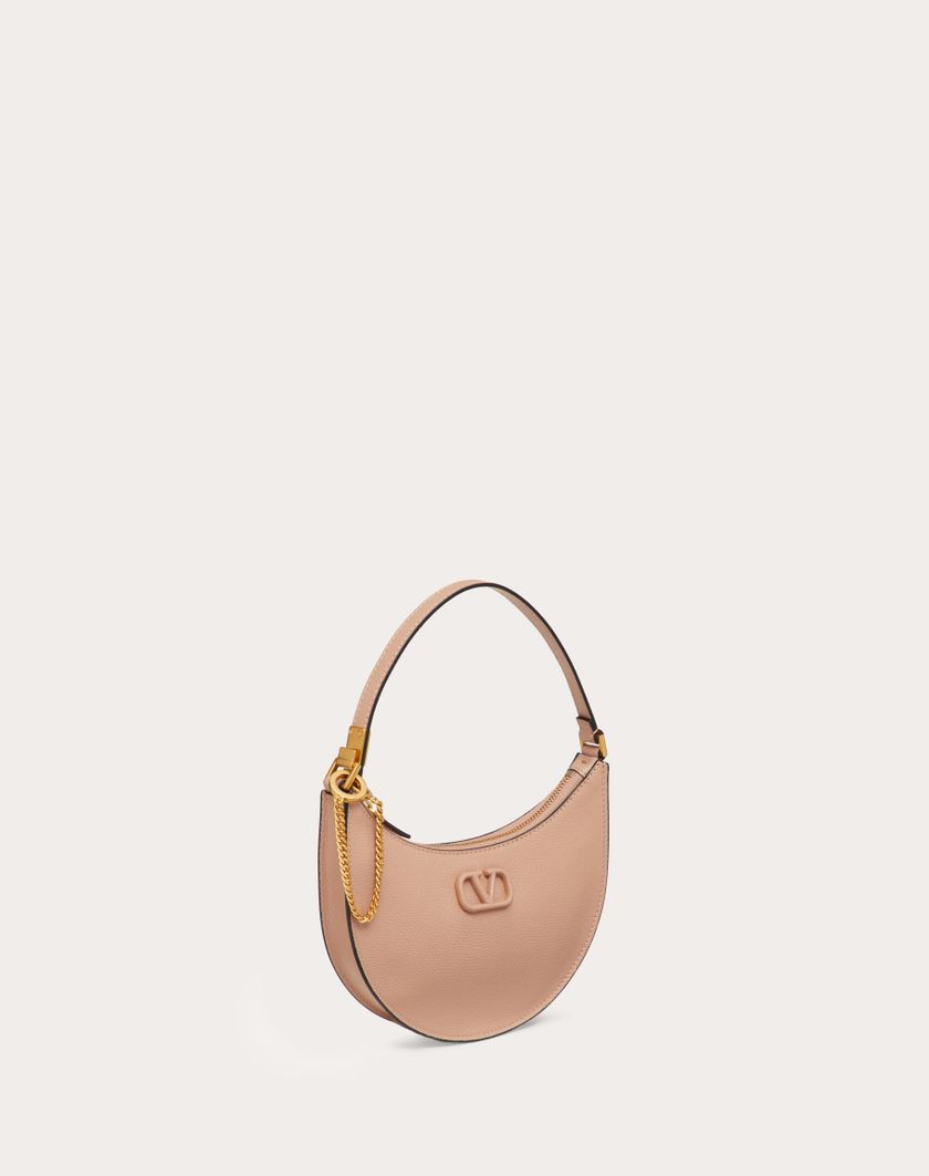 Valentino Handbags Mini Hobo Vlogo Signature In Vitello Granato Per Donna In Light Ivory | Valentino IT