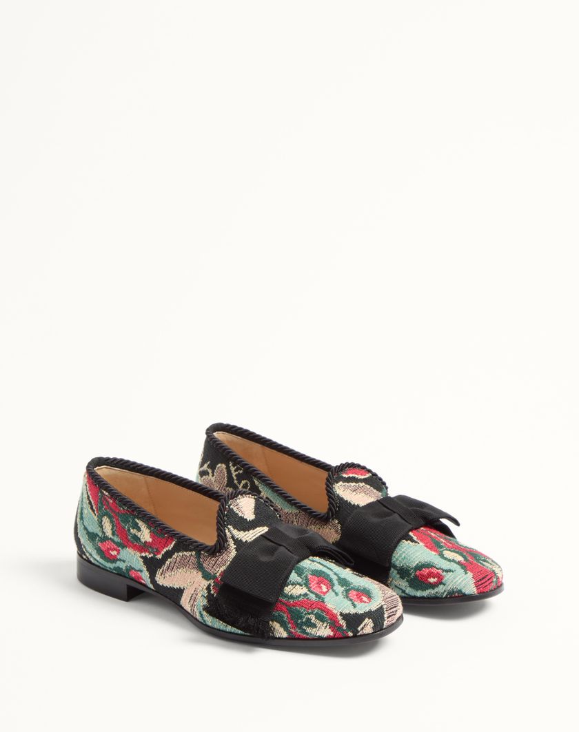 Valentino Handbags Mocassino Bowow In Tessuto Jacquard Per Uomo In Multicolor/nero | Valentino IT
