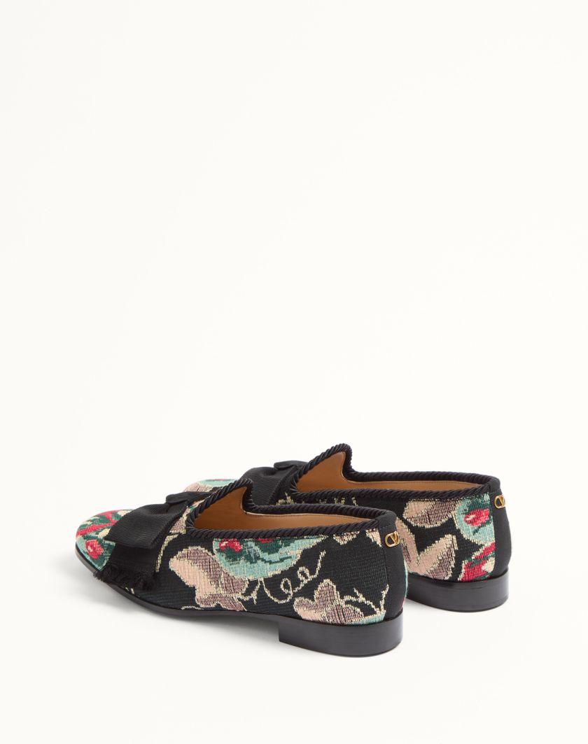 Valentino Handbags Mocassino Bowow In Tessuto Jacquard Per Uomo In Multicolor/nero | Valentino IT