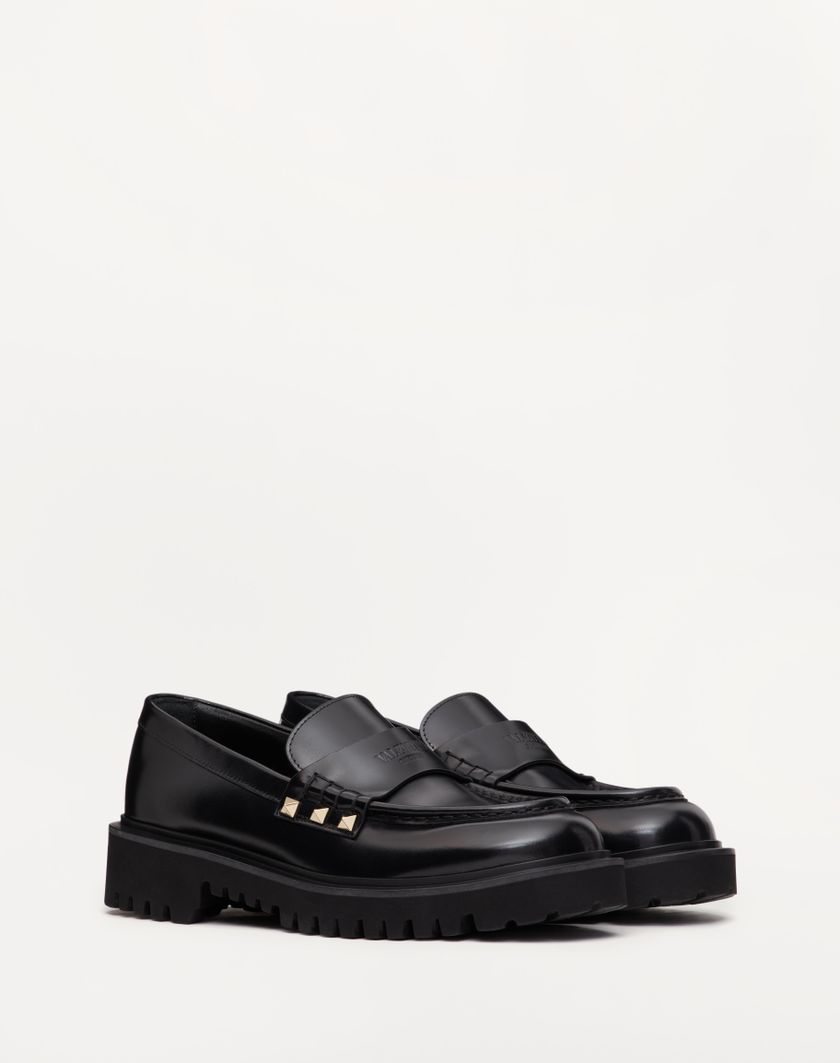 Valentino Handbags Mocassino Rockstud In Vitello Per Donna In Nero | Valentino IT