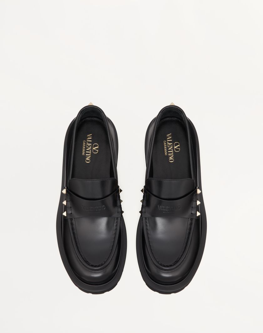 Valentino Handbags Mocassino Rockstud In Vitello Per Donna In Nero | Valentino IT