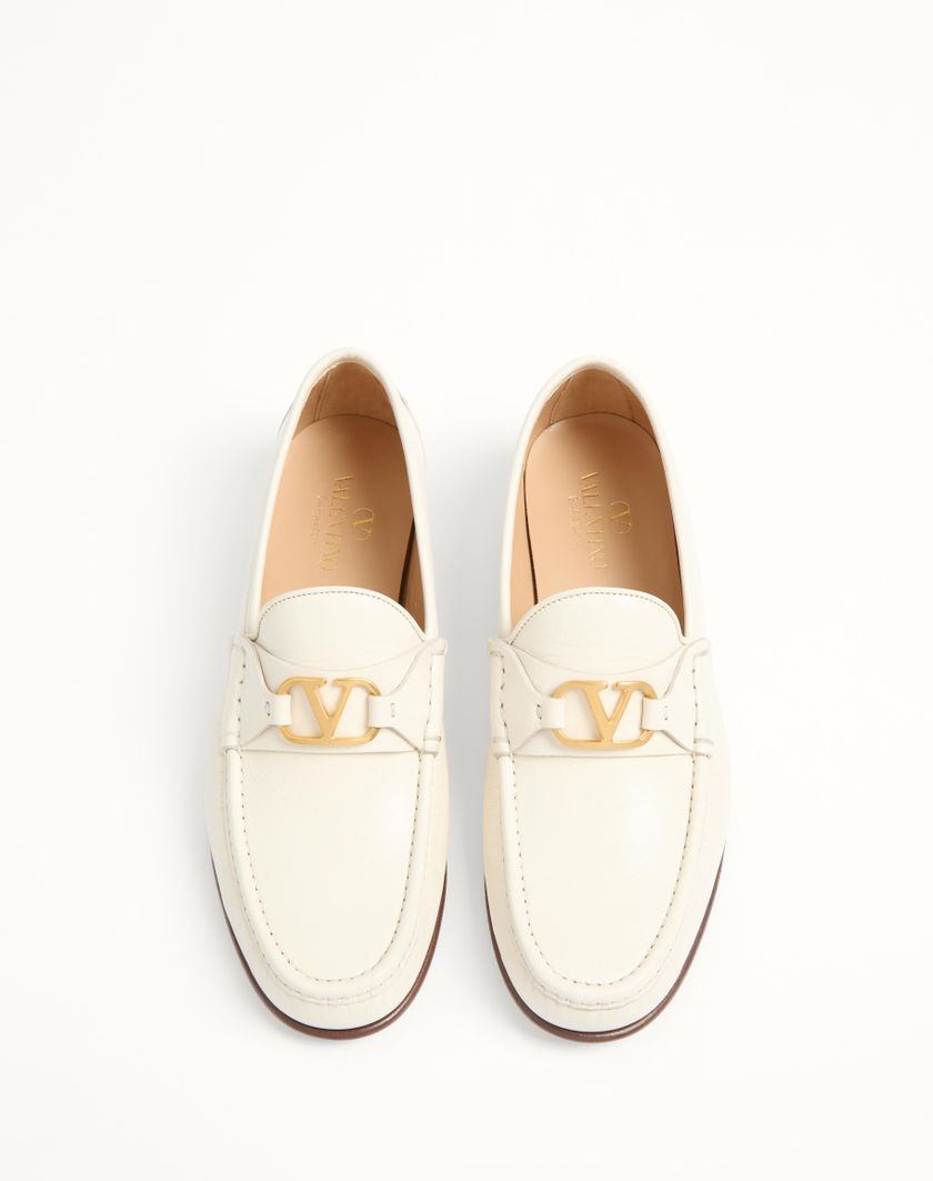 Valentino Handbags Mocassino Vlogo Signature In Capretto Per Uomo In Avorio | Valentino IT