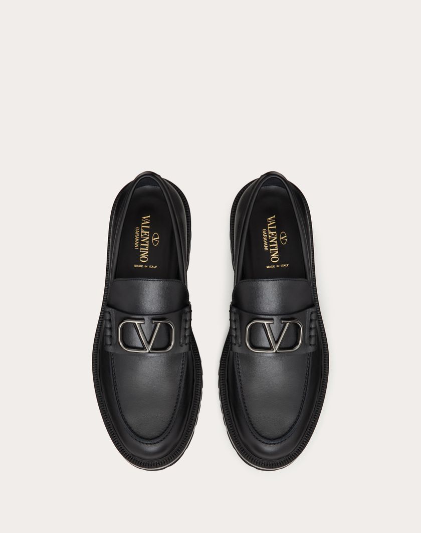 Valentino Handbags Mocassino Vlogo Signature In Vitello Per Uomo In Nero | Valentino IT