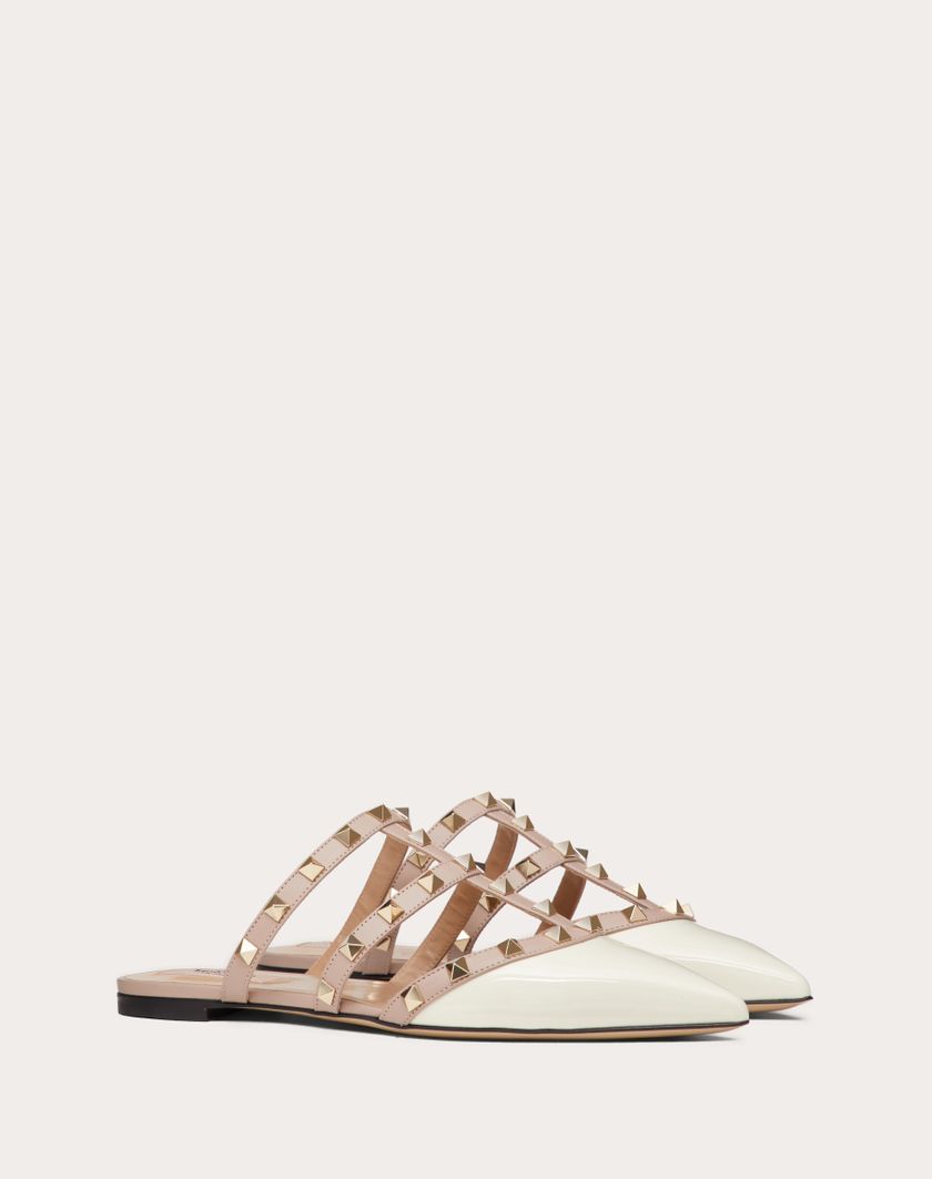 Valentino Handbags Mule Rockstud In Vernice Per Donna In Poudre | Valentino IT