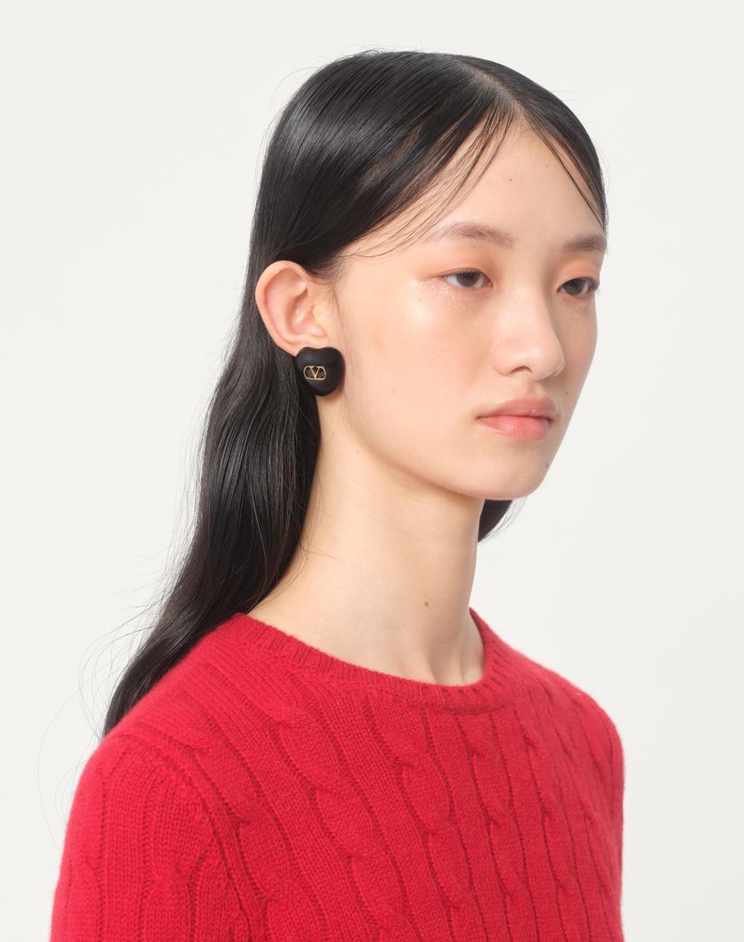 Valentino Handbags Orecchini Coeur Royal In Metallo E Smalto Per Donna In Oro/rosso | Valentino IT