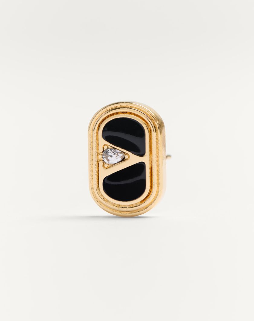 Valentino Handbags Orecchini Valentino Garavani Ovalette In Metallo Con Smalto E Cristalli Per Uomo In Oro/nero/crystal | Valentino IT