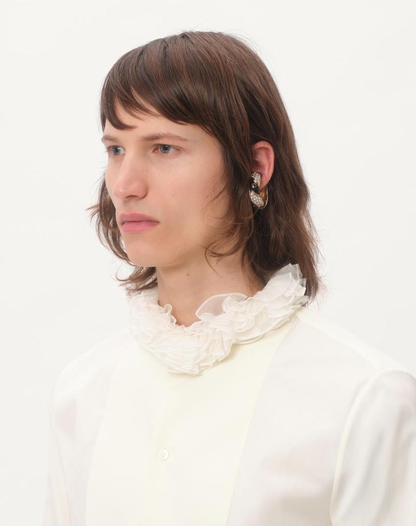 Valentino Handbags Orecchini Valentino Garavani Pas Plus In Metallo Smalto Perla E Cristalli Swarovski® Per Uomo In Oro/nero/crystal | Valentino IT