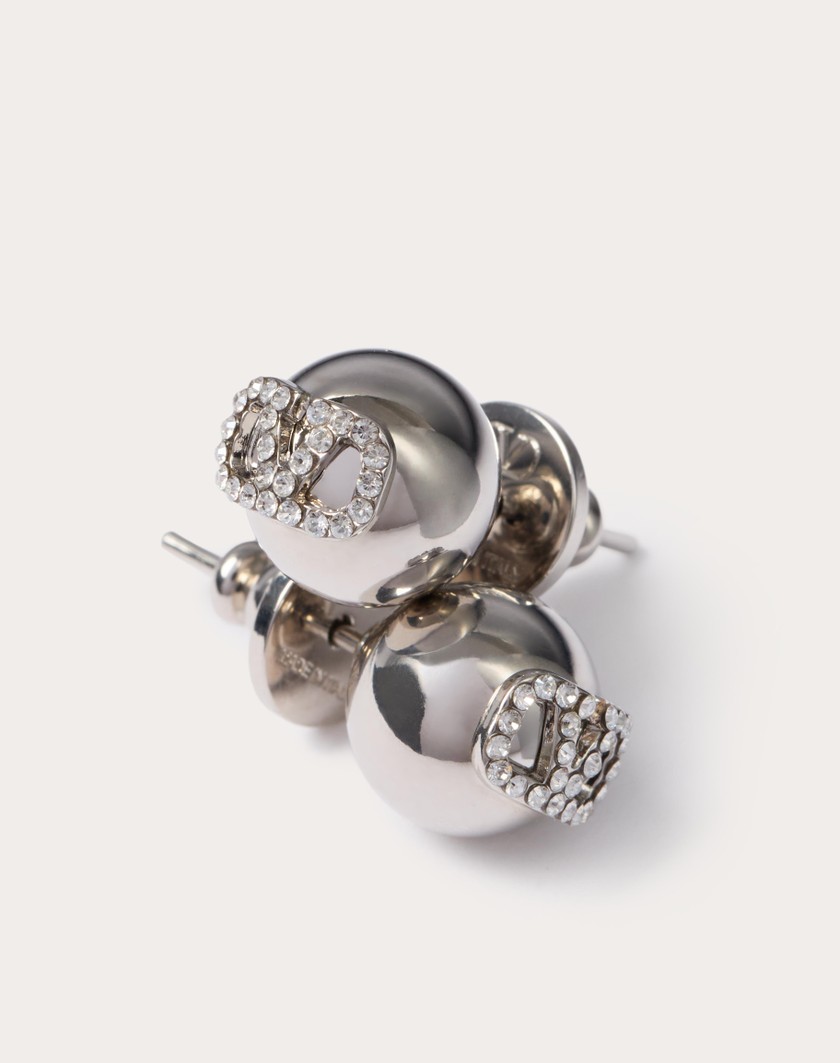 Valentino Handbags Orecchini Vlogo Signature In Metallo E Cristalli Swarovski® Per Donna In Oro | Valentino IT