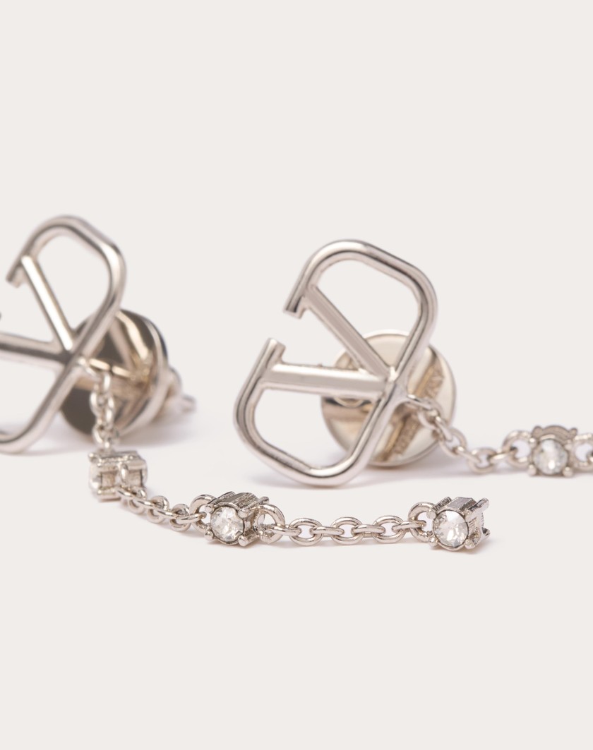 Valentino Handbags Orecchini Vlogo Signature In Metallo E Cristalli Swarovski® Per Donna In Oro | Valentino IT