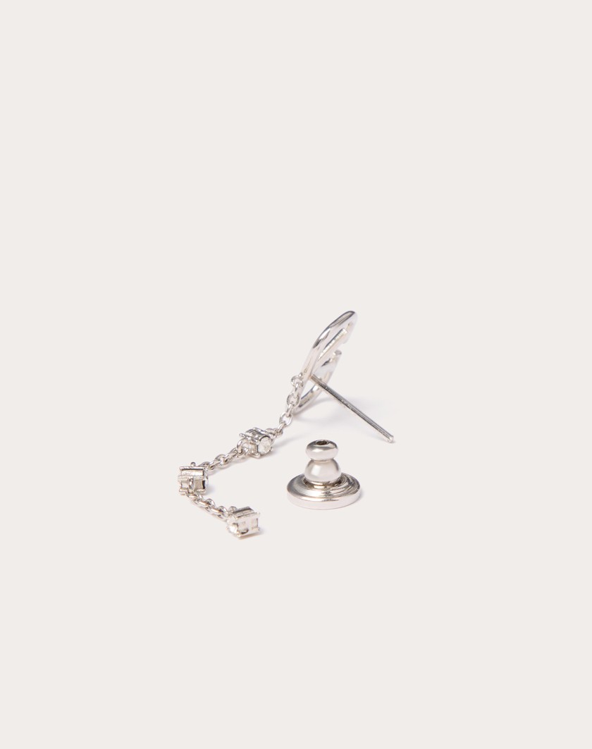 Valentino Handbags Orecchini Vlogo Signature In Metallo E Cristalli Swarovski® Per Donna In Palladio/crystal | Valentino IT