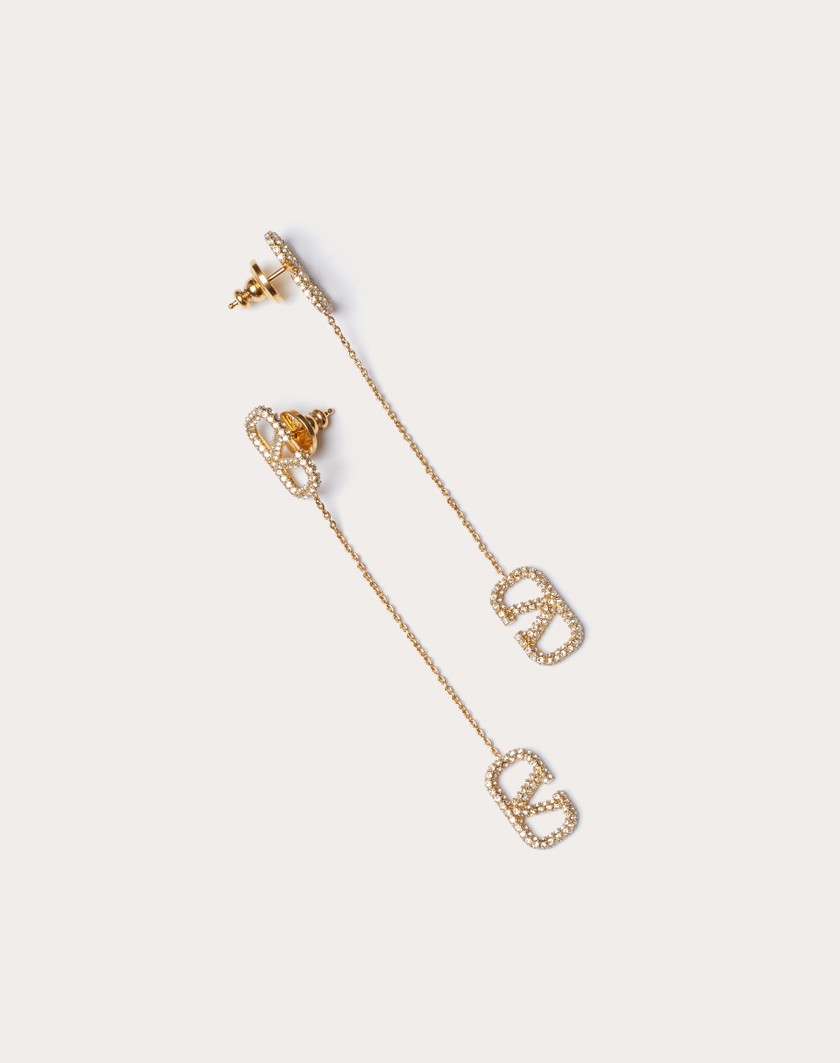 Valentino Handbags Orecchini Vlogo Signature In Metallo E Cristalli Swarovski® Per Donna In Oro | Valentino IT