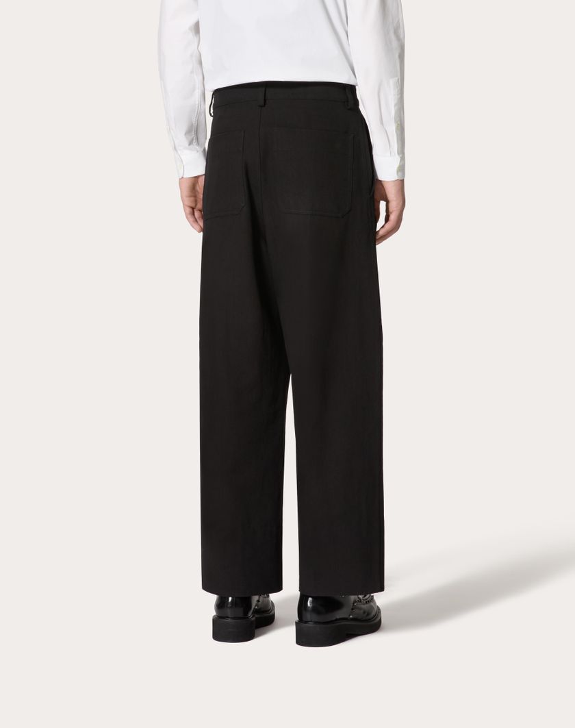 Valentino Handbags Pantalone Cargo In Canvas Di Cotone Per Uomo In Nero | Valentino IT