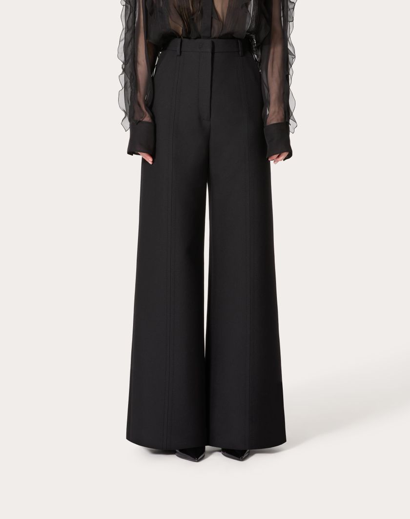 Valentino Handbags Pantalone In Double Compact Drill Per Donna In Nero | Valentino IT