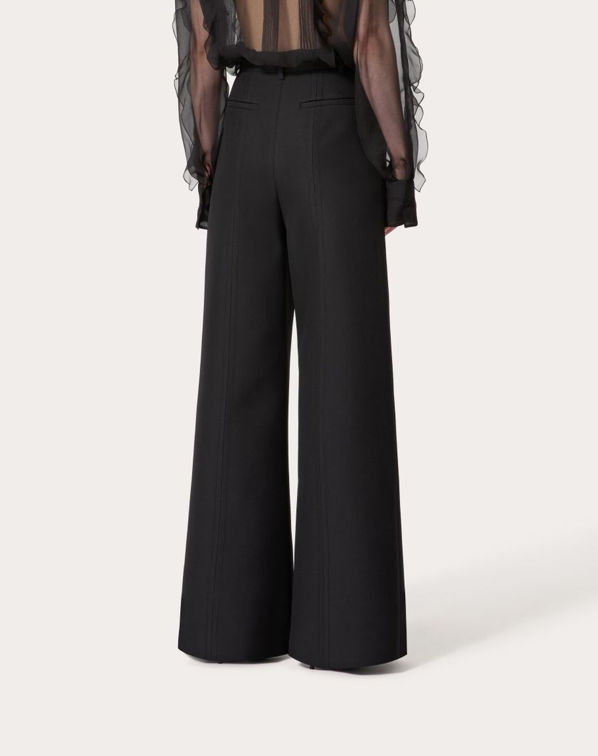 Valentino Handbags Pantalone In Double Compact Drill Per Donna In Nero | Valentino IT