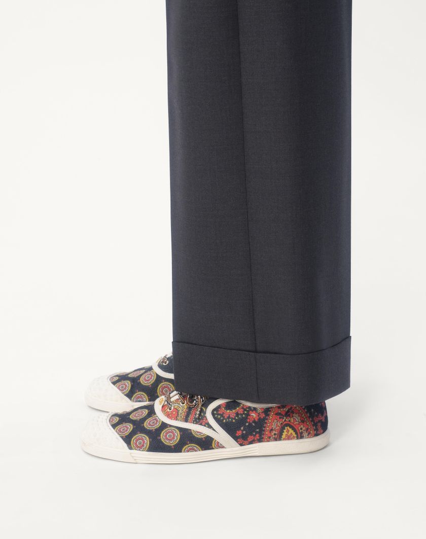 Valentino Handbags Pantalone In Gabardina Di Lana Con Risvolto Per Uomo In Antracite | Valentino IT