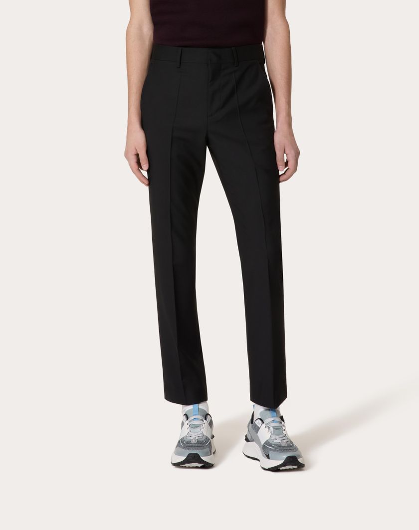 Valentino Handbags Pantalone In Lana Mohair Per Uomo In Nero | Valentino IT