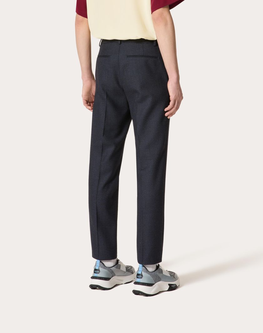 Valentino Handbags Pantalone In Lana Per Uomo In Navy/nero | Valentino IT