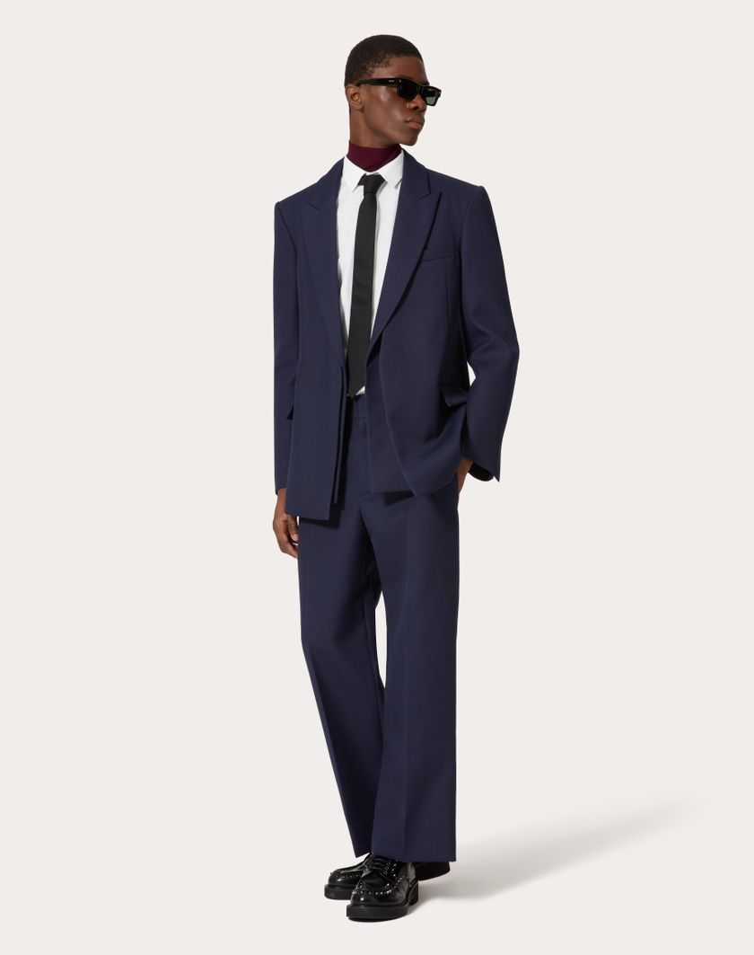 Valentino Handbags Pantalone In Lana Tecnica Per Uomo In Navy | Valentino IT