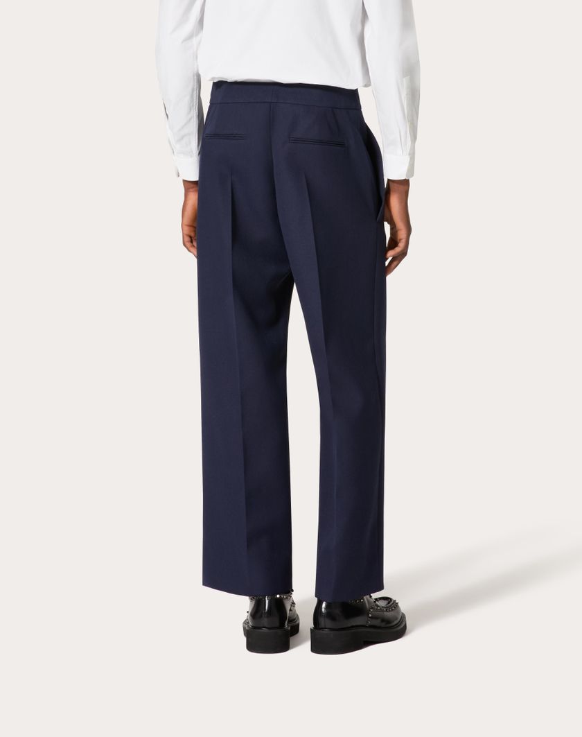 Valentino Handbags Pantalone In Lana Tecnica Per Uomo In Navy | Valentino IT