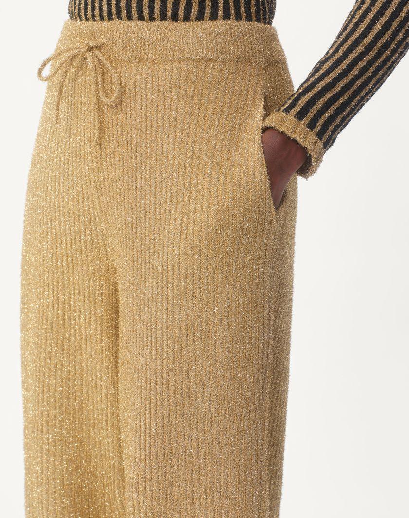 Valentino Handbags Pantaloni Di Maglia In Lurex Per Donna In Oro | Valentino IT