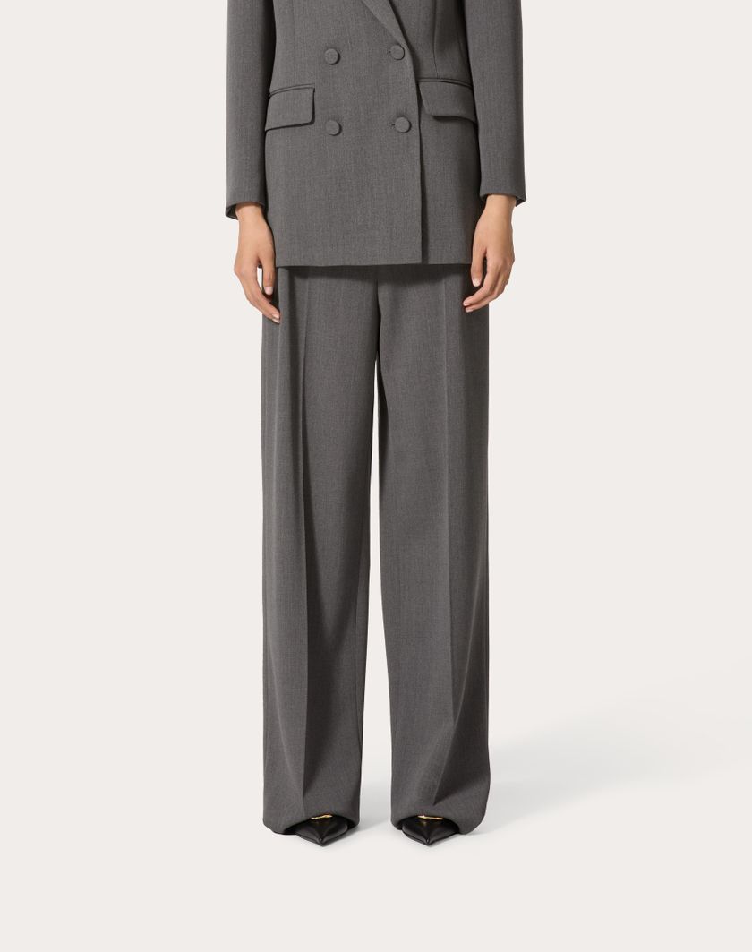 Valentino Handbags Pantaloni In Active Gabardine Per Donna In Grigio | Valentino IT