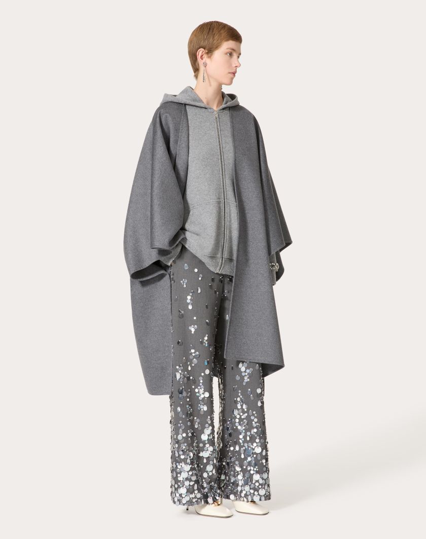 Valentino Handbags Pantaloni In Active Gabardine Ricamati Per Donna In Grigio | Valentino IT