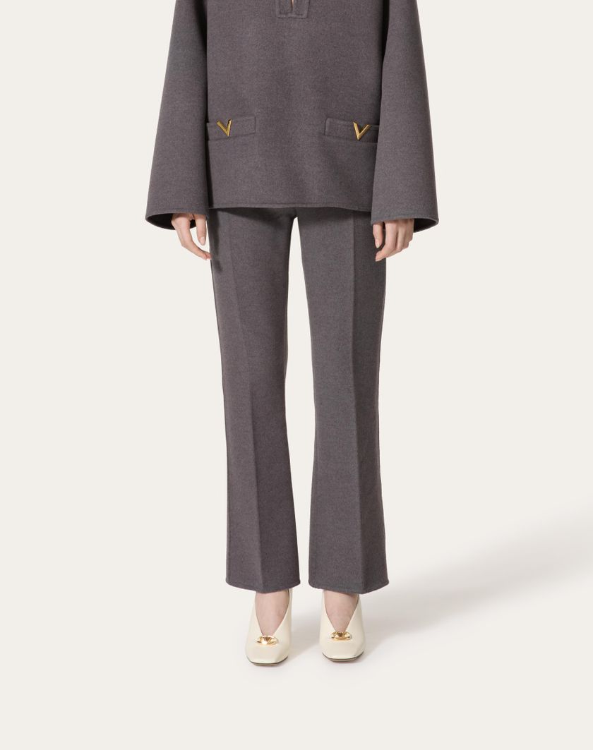 Valentino Handbags Pantaloni In Compact Drap Per Donna In Grigio Scuro | Valentino IT