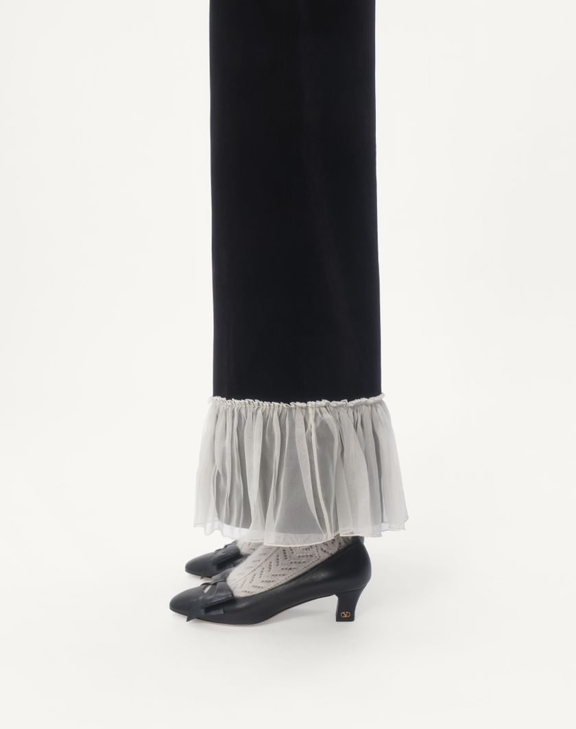 Valentino Handbags Pantaloni In Cotton Velvet Per Donna In Nero/avorio | Valentino IT