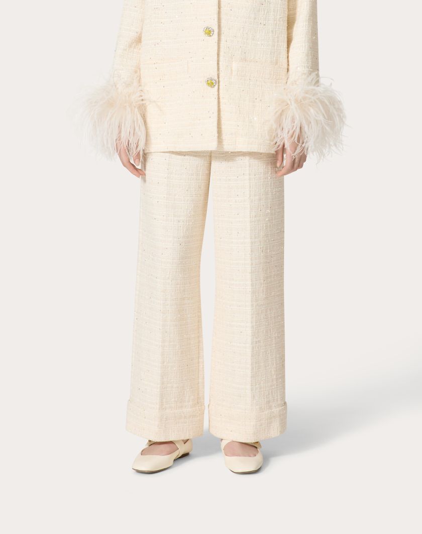 Valentino Handbags Pantaloni In Delicate Tweed Per Donna In Naturale | Valentino IT