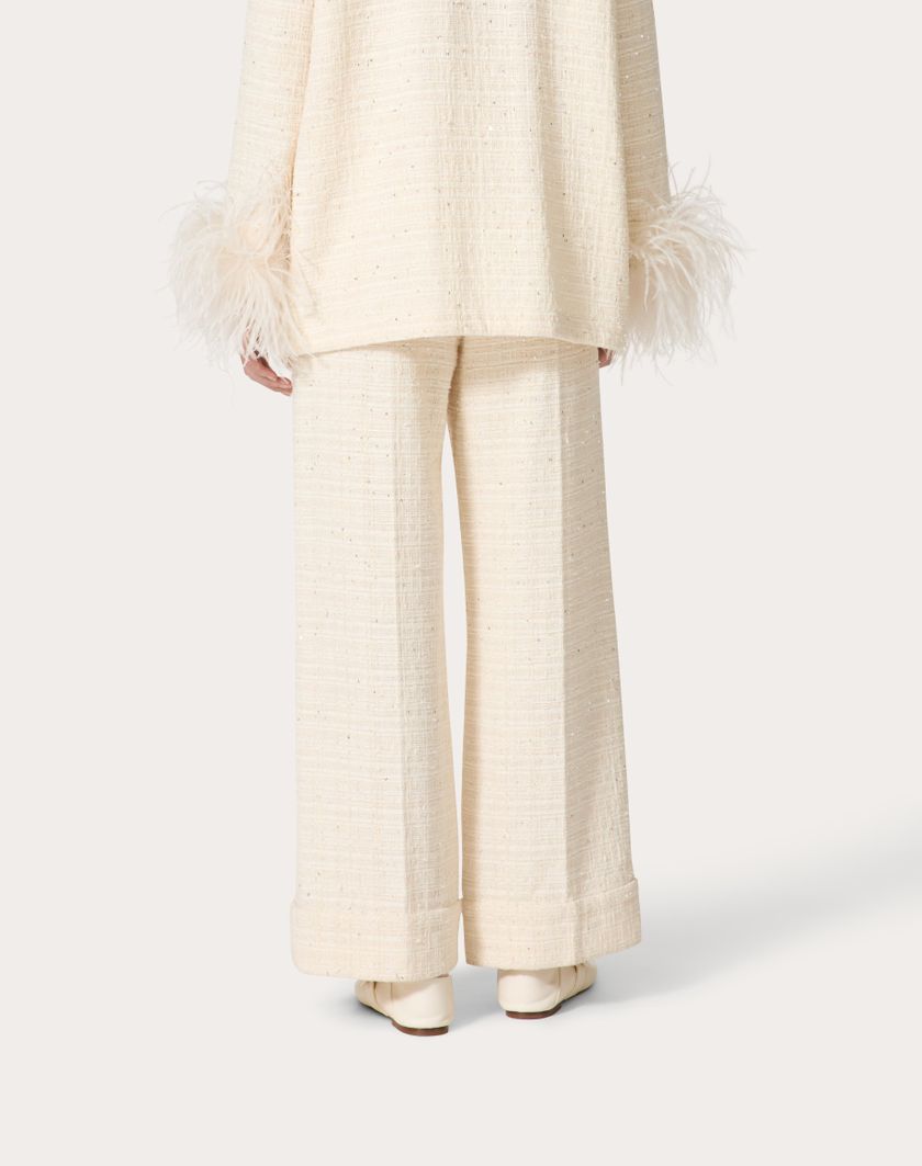 Valentino Handbags Pantaloni In Delicate Tweed Per Donna In Naturale | Valentino IT