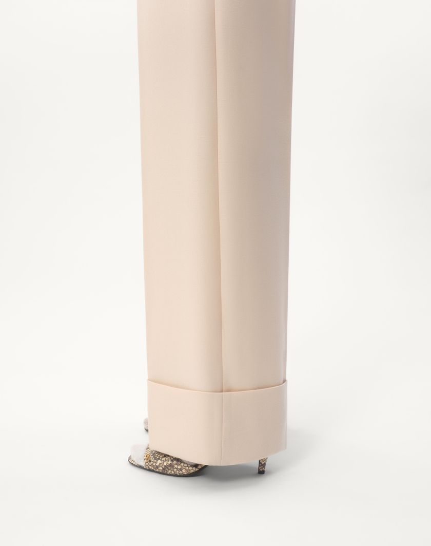 Valentino Handbags Pantaloni In Diagonal Dry Wool Per Donna In Avorio | Valentino IT