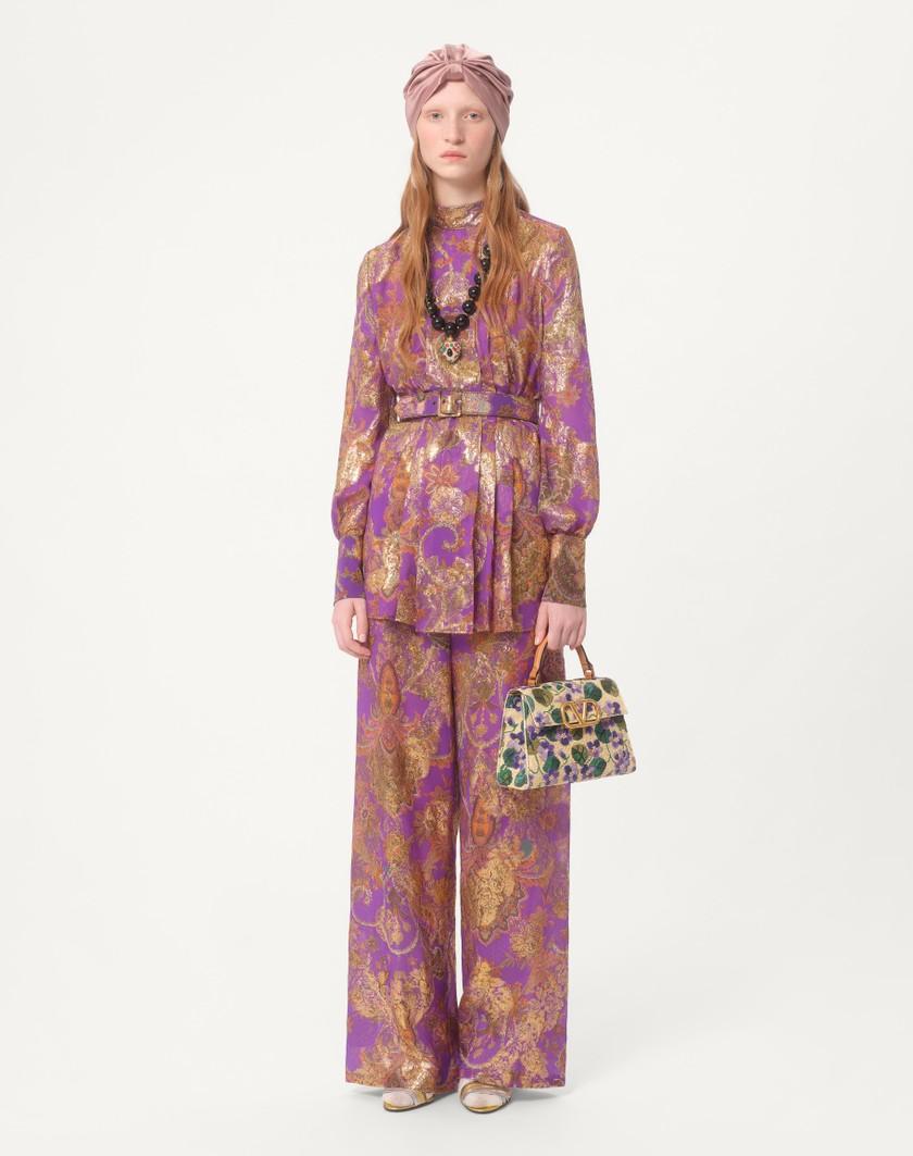 Valentino Handbags Pantaloni In Fil Coupe' Lame' Cachemire Apres L'hiver per Donna in Multicolor | Valentino IT