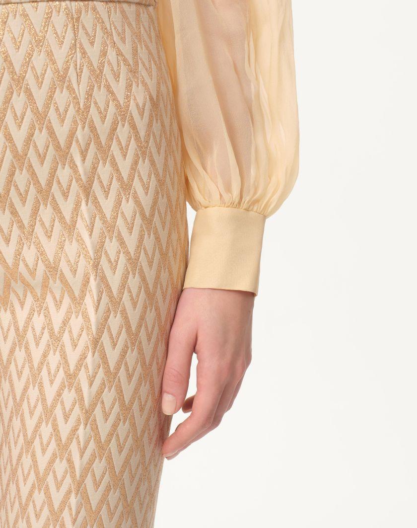 Valentino Handbags Pantaloni In Lurex Jacquard Toute La V Per Donna In Betulla/oro | Valentino IT