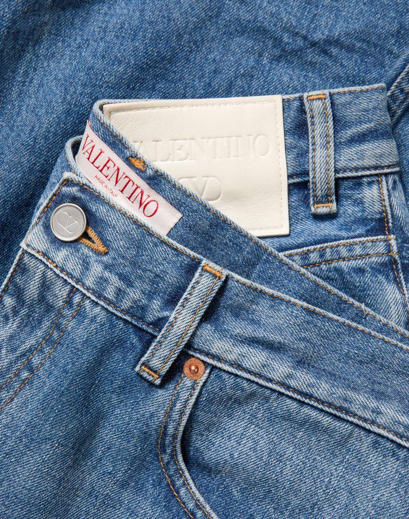 Valentino Handbags Pantaloni In Medium Blue Denim Per Donna In Denim | Valentino IT