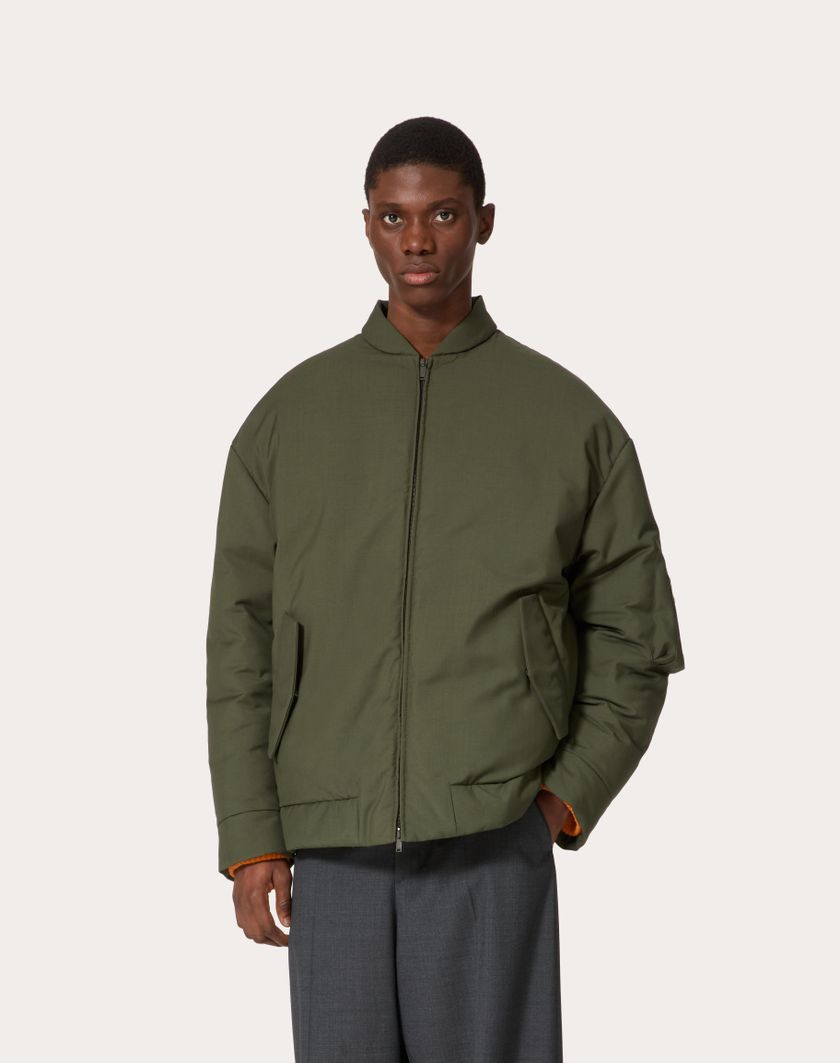 Valentino Handbags Piumino In Lana Mohair Per Uomo In Verde Militare | Valentino IT